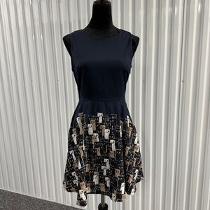 LA Soul Women’s Navy Blue Cat Print Sleeveless Dress Size Small